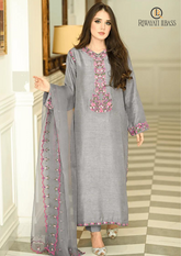 Summer Unstitched 3PCs Embroidered Lawn Dress With Organza Embroidered Dupatta RL-206