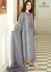 Summer Unstitched 3PCs Embroidered Lawn Dress With Organza Embroidered Dupatta RL-206