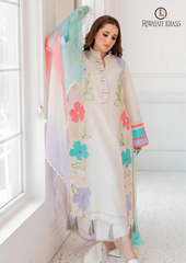 Summer Unstitched 3PCs Embroidered Lawn Dress With Diamond Monar Dyed Dupatta RL-229