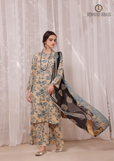Summer Unstitched 3PCs Kattan Silk Embroidered Dress With Organza Printed Dupatta RL-282