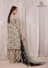 Summer Unstitched 3PCs Kattan Silk Embroidered Dress With Organza Printed Dupatta RL-282
