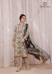 Summer Unstitched 3PCs Kattan Silk Embroidered Dress With Organza Printed Dupatta RL-282