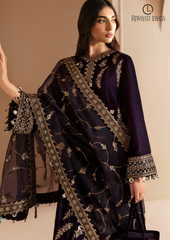 Unstitched 3PCs Embroidered Velvet Dress With Shamooz Silk Trouser RL-510