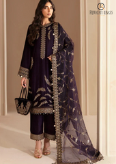 Unstitched 3PCs Embroidered Velvet Dress With Shamooz Silk Trouser RL-510