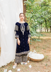 Unstitched 3PCs Velvet Embroidered Dress With Velvet Embroidered Shawl RL-501