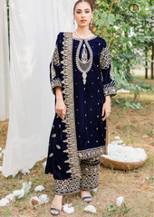Unstitched 3PCs Velvet Embroidered Dress With Velvet Embroidered Shawl RL-501