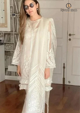 Summer Unstitched 3PCs Organza Heavy Embroidered Dress With Organza Dupatta RL-182