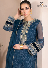 Summer Unstitched 3PCs Embroidered Organza Dress with Organza Duppata RL-179