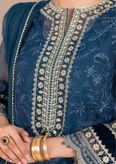 Summer Unstitched 3PCs Embroidered Organza Dress with Organza Duppata RL-179