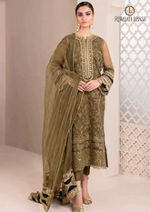 Summer Unstitched 3PCs Embroidered Organza Dress with Organza Duppata RL-180