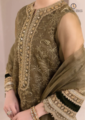 Summer Unstitched 3PCs Embroidered Organza Dress with Organza Duppata RL-180