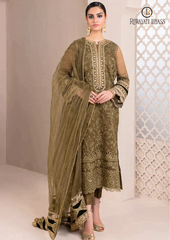 Summer Unstitched 3PCs Embroidered Organza Dress with Organza Duppata RL-180