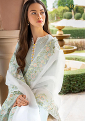 Summer Unstitched 3PC Embroidered Lawn Suit With Organza Embroidered Dupatta RL-177