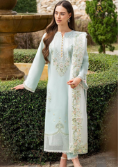 Summer Unstitched 3PC Embroidered Lawn Suit With Organza Embroidered Dupatta RL-177