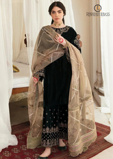 Unstitched 3PCs Embroidered Velvet Dress With Embroidered Organza Dupatta RL-559