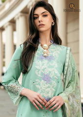 Summer Unstitched 3PCs Embroidered Lawn Dress With Monaar Dupatta RL-162