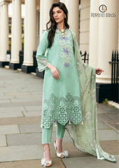 Summer Unstitched 3PCs Embroidered Lawn Dress With Monaar Dupatta RL-162