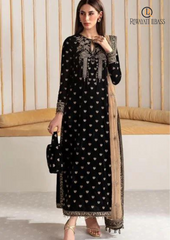 Winter Unstitched 3PCs Embroidered Velvet Dress With Embroidered Organza Dupatta RL-546