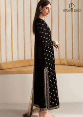 Winter Unstitched 3PCs Embroidered Velvet Dress With Embroidered Organza Dupatta RL-546