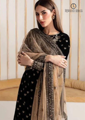 Winter Unstitched 3PCs Embroidered Velvet Dress With Embroidered Organza Dupatta RL-546