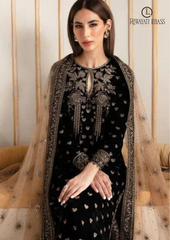 Winter Unstitched 3PCs Embroidered Velvet Dress With Embroidered Organza Dupatta RL-546