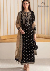 Winter Unstitched 3PCs Embroidered Velvet Dress With Embroidered Organza Dupatta RL-546