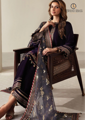 Unstitched 3PCs Embroidered Velvet Dress With Embroidered Organza Dupatta RL-545