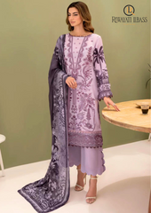 Summer Unstitched Lawn Embroidered 3PCs With Printed Organza Duppata RL-171