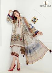 Summer Unstitched 3PCs Embroidered Lawn Dress With Chiffon Dupatta RL-186
