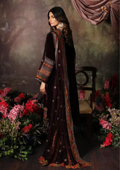 Unstitched 3PCs Embroidered Velvet Dress With Embroidered Organza Dupatta RL-547