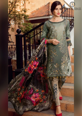 Summer Unstitched 3PCs Embroidered Lawn Dress With Chiffon Dupatta RL-202