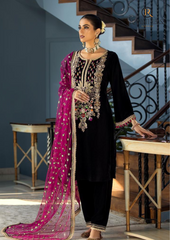 Unstitched 3PCs Velvet Dress With Embroidered Organza Dupatta RL-564