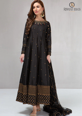 Summer Unstitched 3PCs Kataan Silk Frock Style Embroidered Dress RL-194