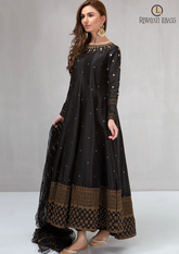 Summer Unstitched 3PCs Kataan Silk Frock Style Embroidered Dress RL-194