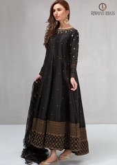 Summer Unstitched 3PCs Kataan Silk Frock Style Embroidered Dress RL-194