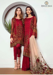 Summer Unstitched 3PCs Embroidered Lawn Dress With Net Embroidered Dupatta RL-191