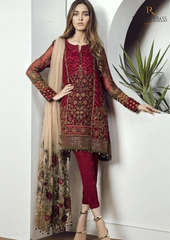 Summer Unstitched 3PCs Embroidered Lawn Dress With Net Embroidered Dupatta RL-191