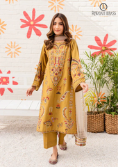 Summer Unstitched 3PCs Embroidered lawn Dress With Organza Dupatta suit RL-190