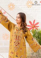 Summer Unstitched 3PCs Embroidered lawn Dress With Organza Dupatta suit RL-190