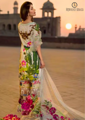 Summer Unstitched 3PCs Lawn Printed Plus Heavy Embroidered With Organza Dupatta RL-181