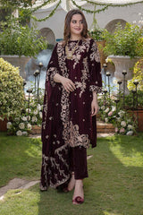 Unstitched Embroidered Velvet 3PCs With Velvet Shawl RL-605