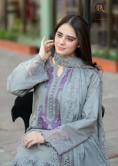 3PCs SUMMER EMBROIDERED LAWN DRESS RL-1010