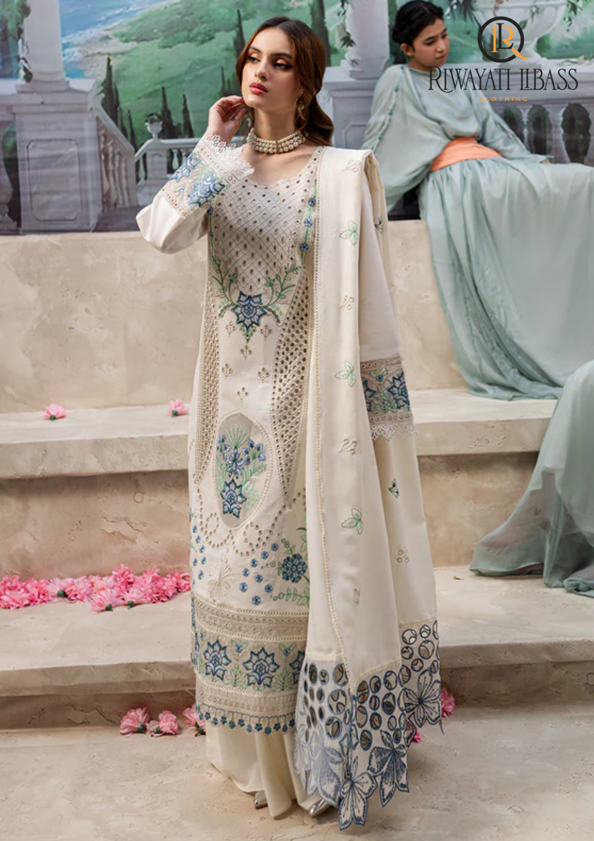 3PCs SUMMER EMBROIDERED LAWN DRESS RL-1015