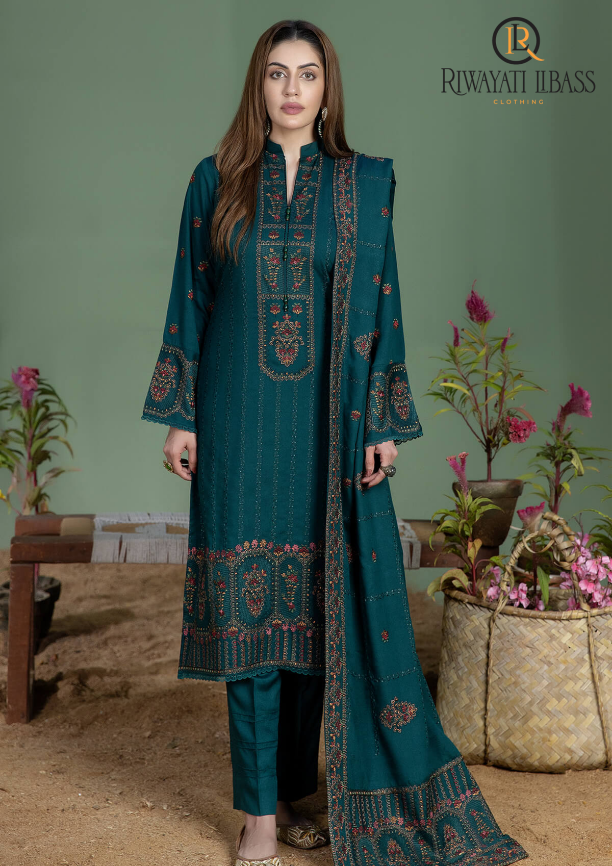 3PCs SUMMER EMBROIDERED LAWN DRESS RL-1022