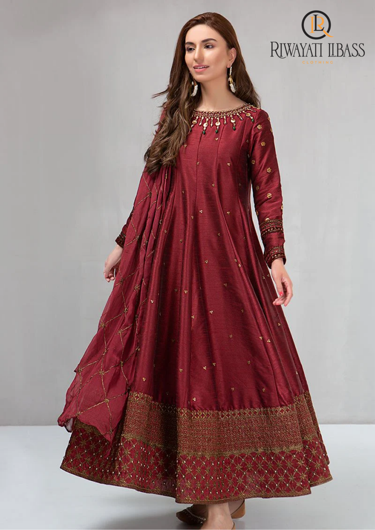 3PCs SUMMER EMBROIDERED KATTAN SILK DRESS RL-1034