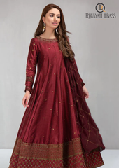 3PCs SUMMER EMBROIDERED KATTAN SILK DRESS RL-1034
