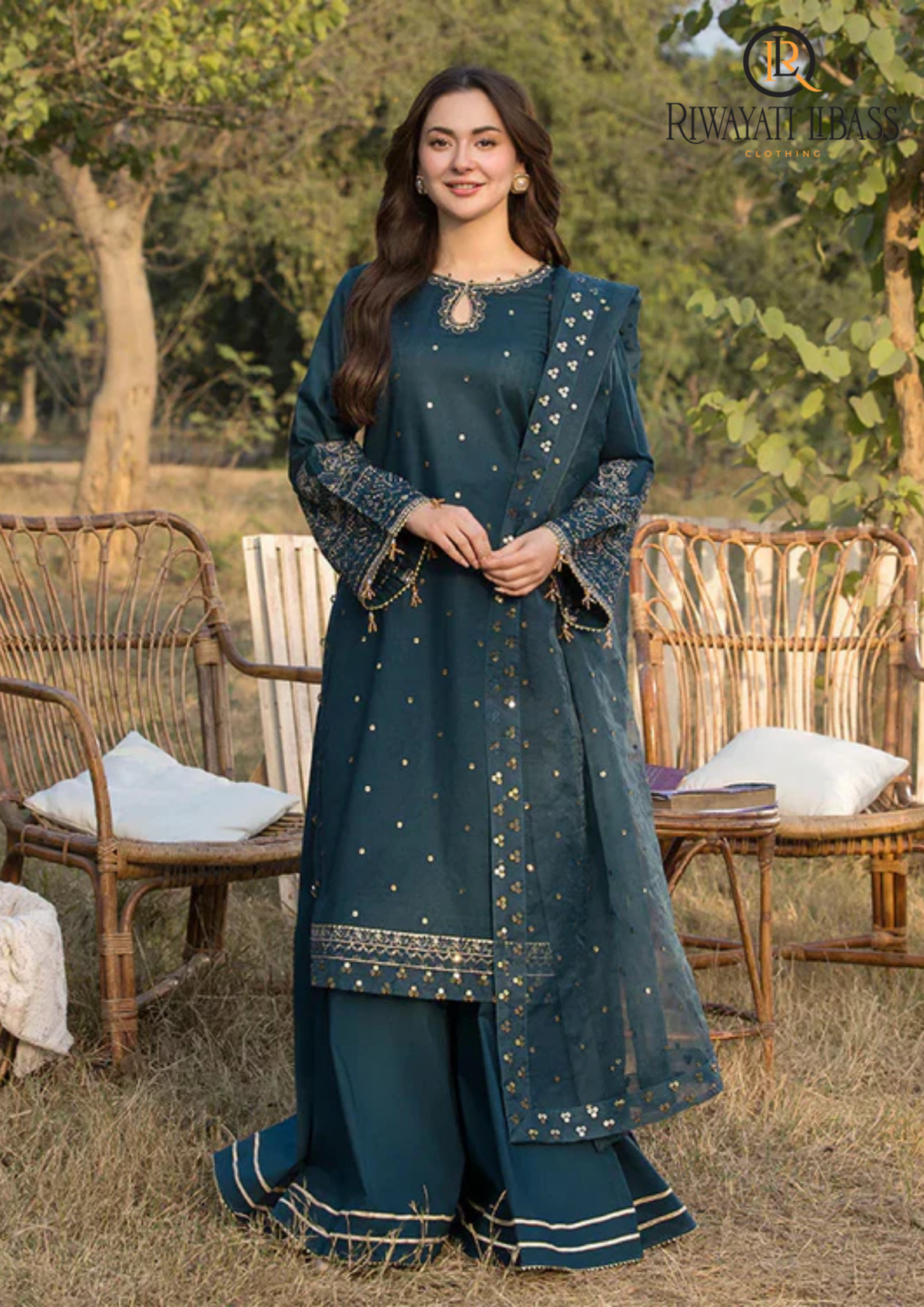 3PCs SUMMER EMBROIDERED LAWN DRESS RL-1036