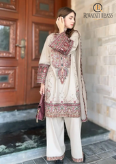 3PCs SUMMER EMBROIDERED LAWN DRESS RL-1045