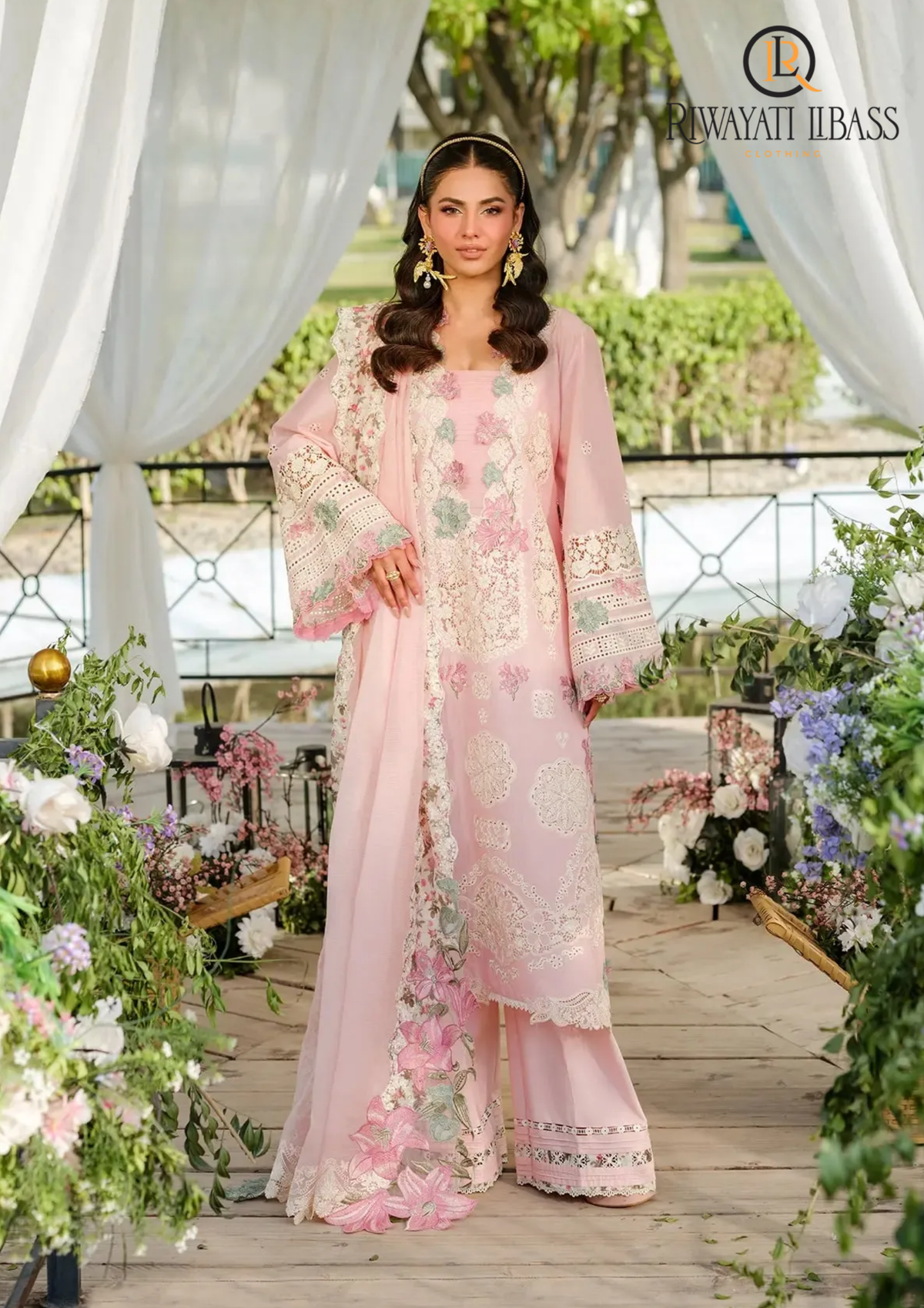 3PCs SUMMER EMBROIDERED LAWN DRESS RL-1056