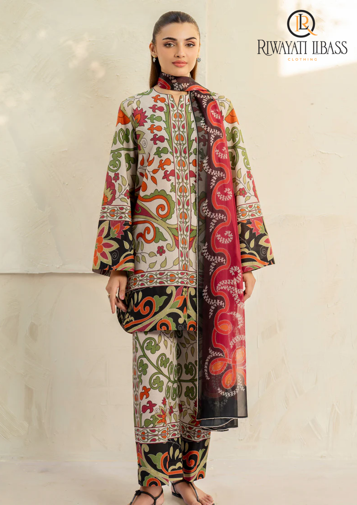 3PCs SUMMER DIGITAL PRINTED LAWN DRESS RL-1072